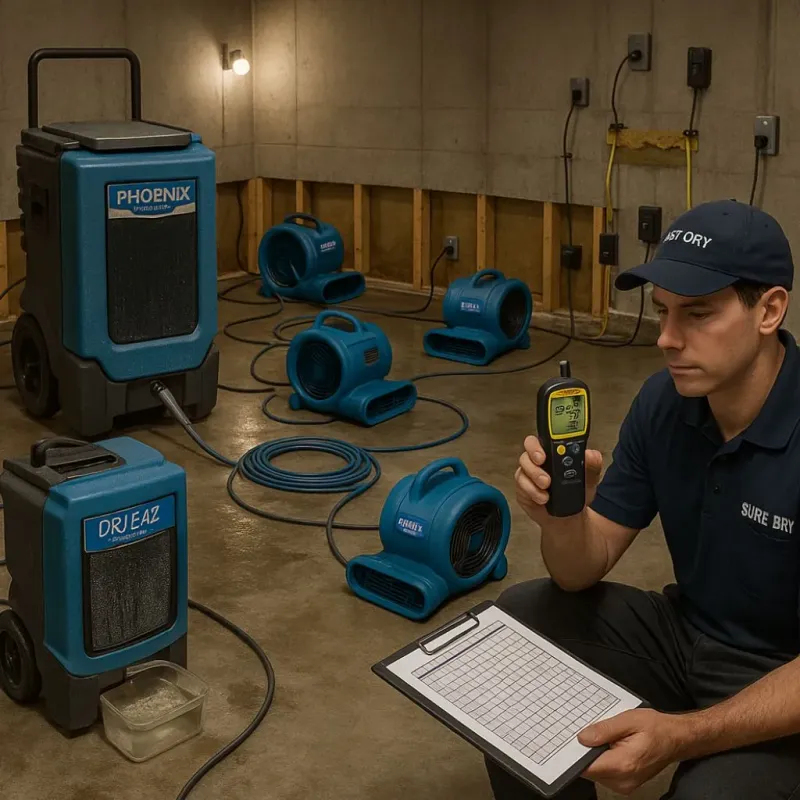 Structural Drying and Dehumidification process in Pine Level, NC